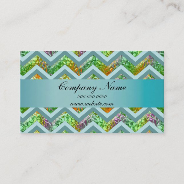 Stained Glass Zigzag Pocket 2019 Calendar Business Card (Front)