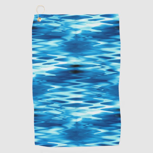 Stained gradient blue forming abstract whirlpool t golf towel (Front)