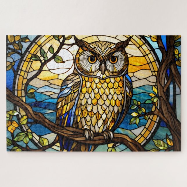 Stained Grass Owl Jigsaw Puzzle (Horizontal)