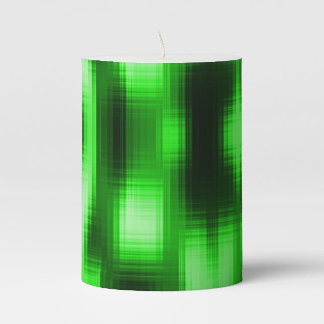 Stained green and black style glass inserts pillar candle (Front)