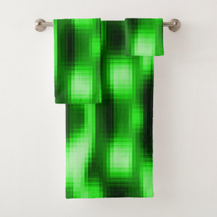 Stained green and black style glass inserts round bath towel set