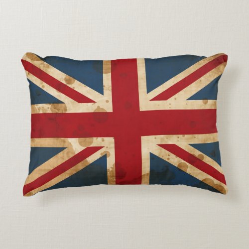 Stained Grunge Union Jack UK Flag Decorative Pillow