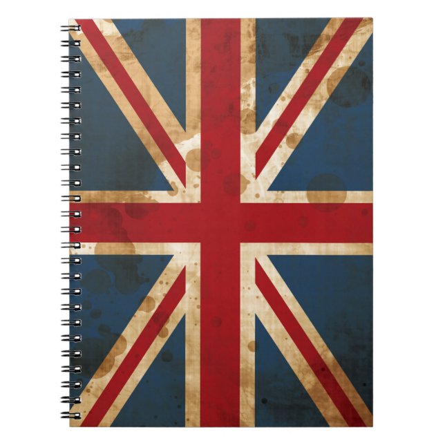 Stained Grunge Union Jack UK Flag Notebook (Front)