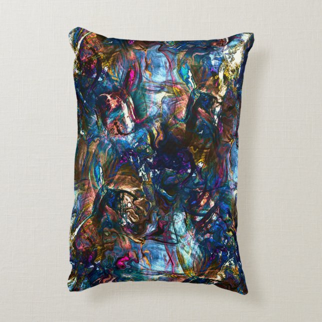 Stained 'heavy paints' overlapping in mix colorful accent pillow (Back(Vertical))