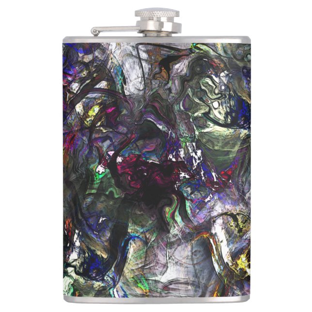 Stained 'heavy paints' overlapping in mix colorful flask (Front)