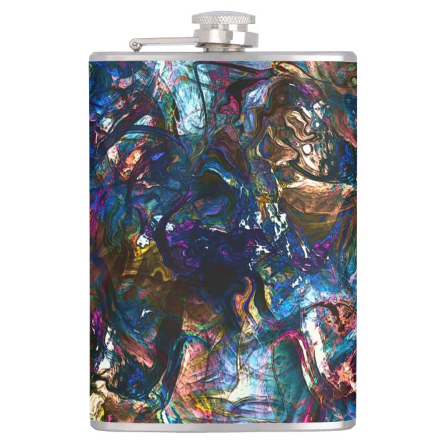 Stained 'heavy paints' overlapping in mix colorful flask (Front)