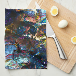 Stained 'heavy paints' overlapping in mix colorful kitchen towel