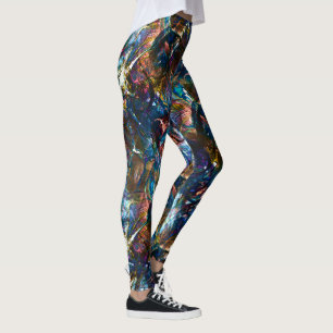 Stained 'heavy paints' overlapping in mix colorful leggings