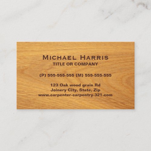 Stained oak wood business card