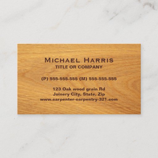 Customizable Stained oak wood business card