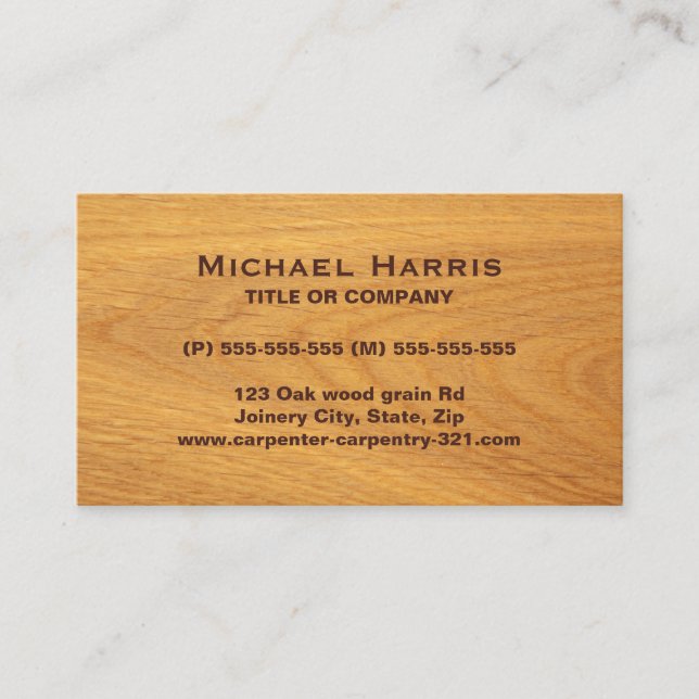 Stained oak wood business card (Front)
