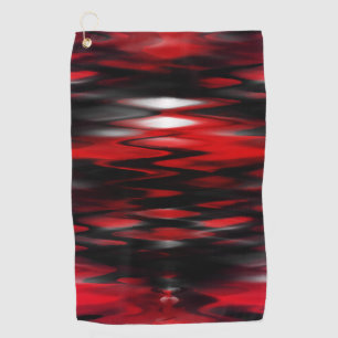 Stained red under white forming abstract zig-zag golf towel