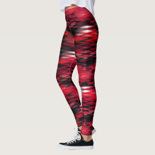 Stained red under white forming abstract zig-zag leggings