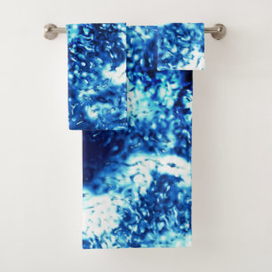 Stained showy blue looks like frosted glass bath towel set