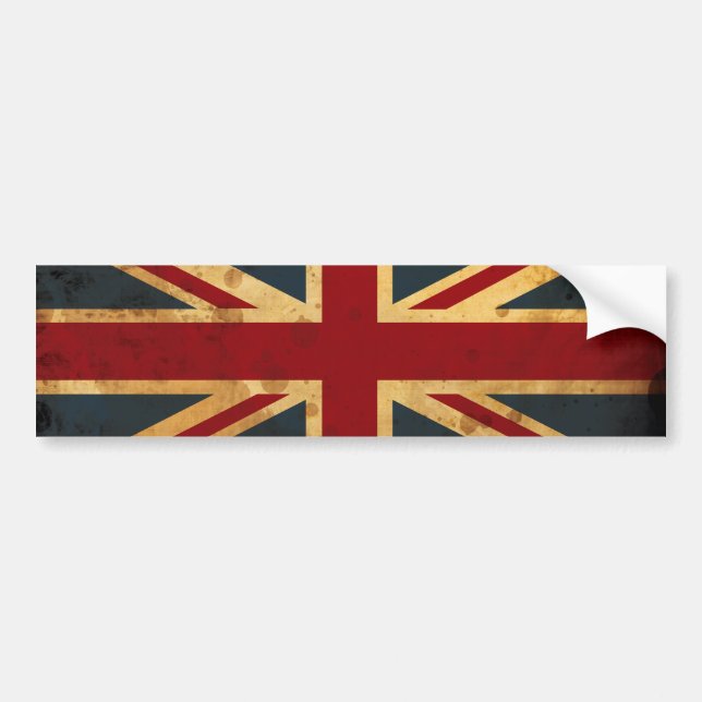 Stained Union Jack UK Flag Bumper Sticker (Front)