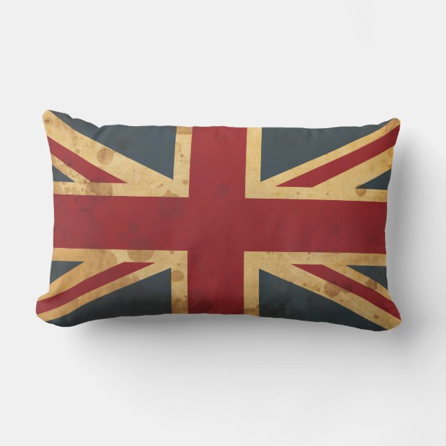 Stained Union Jack UK Flag Outdoor Pillow (Front)