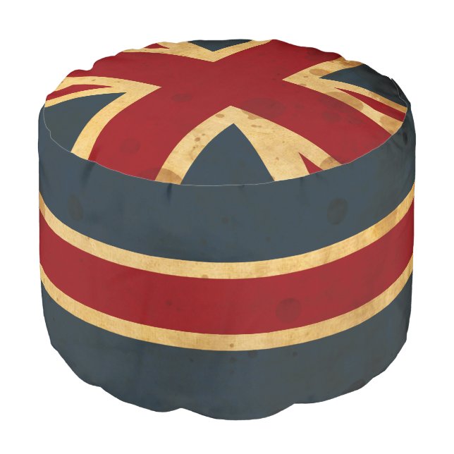 Stained Union Jack UK Flag Pouf (Angled Front)