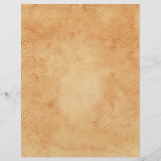 Stained vintage parchment printed scrapbook paper (Front)