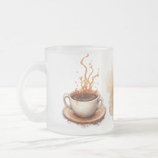 Stained with coffee frosted glass coffee mug (Left)