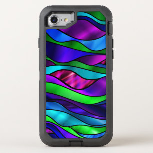 StainedGlassSwirl-Blue OtterBox Defender iPhone SE/8/7 Case