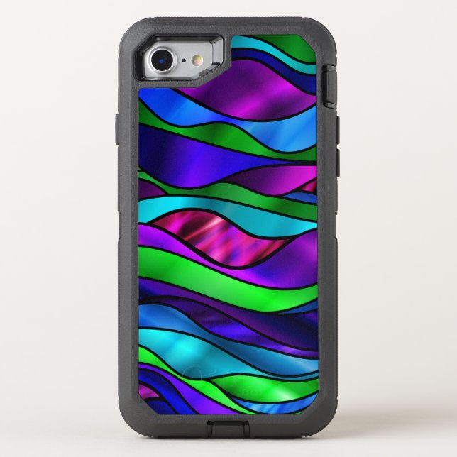 StainedGlassSwirl-Blue Otterbox iPhone Case (Back)