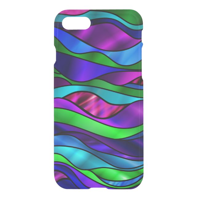 StainedGlassSwirl-Blue Uncommon iPhone Case (Back)