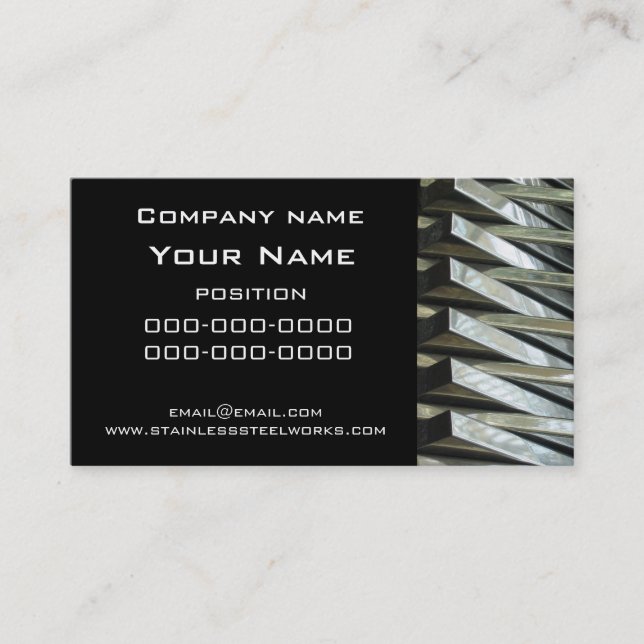 Stainess steel /chrome metalwork business card (Front)