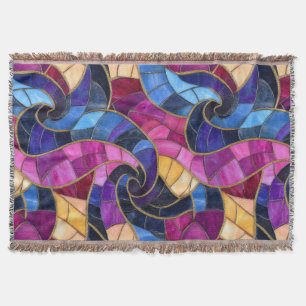 Stainglass Blue Purple Design Throw Blanket