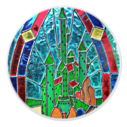 Stainglass Emerald Castle from Wizard of Oz Ceramic Knob