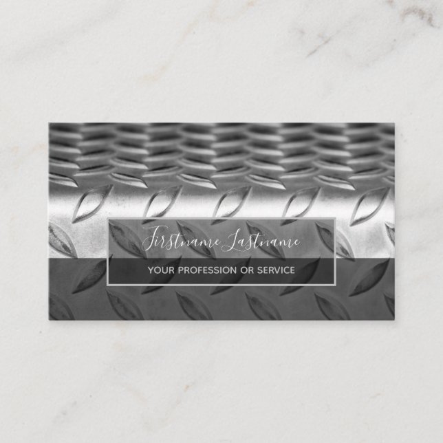 Stainless abstract diamond metal plate surface business card (Front)
