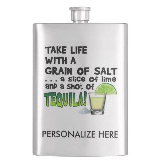 Stainless COCKTAIL FLASK - LIME, SALT, TEQUILA!