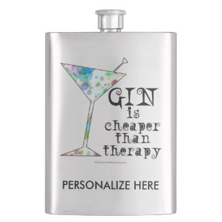 STAINLESS FLASK - GIN IS CHEAPER THAN THERAPY