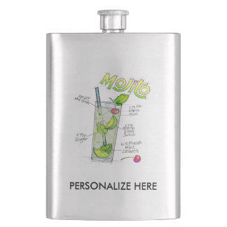 STAINLESS FLASK - MOJITO RECIPE COCKTAIL ART