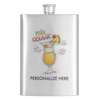 STAINLESS FLASK, PINA COLADA RECIPE COCKTAIL ART FLASK