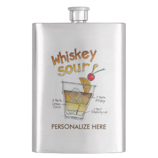 STAINLESS FLASK - WHISKEY SOUR RECIPE COCKTAIL ART