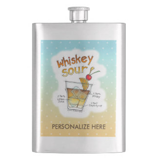 STAINLESS FLASK - WHISKEY SOUR RECIPE COCKTAIL ART