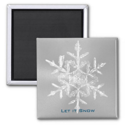 Stainless Let it Snowflake 2 Inch Square Magnet
