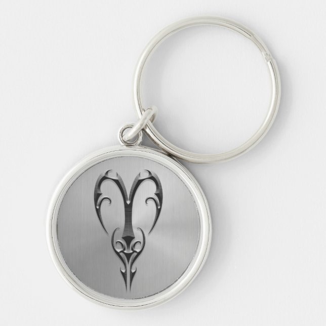 Stainless Steel Aries Symbol Keychain (Front)