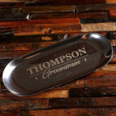 Stainless Steel Bar Tray with Two Whiskey Glasses (Front)