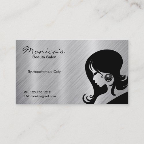 Stainless Steel Beauty Salon w/ Appointment Date Business Card Template