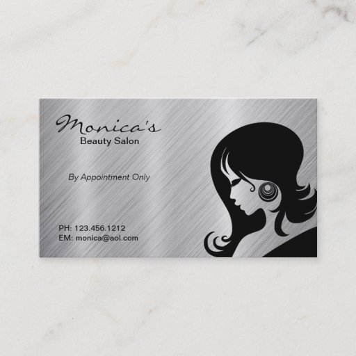 Customizable Stainless Steel Beauty Salon w/ Appointment Date Business Card Template