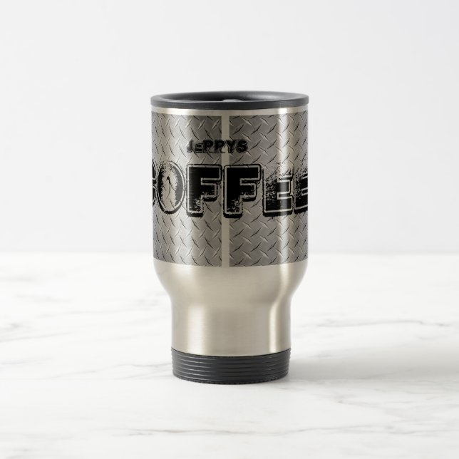 Stainless Steel Diamond Plate Travel Mug (Center)