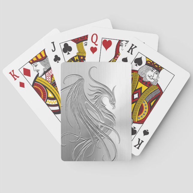 Stainless Steel Effect Phoenix Poker Cards (Back)