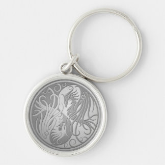Stainless Steel Look Yin Yang Phoenix Keychain