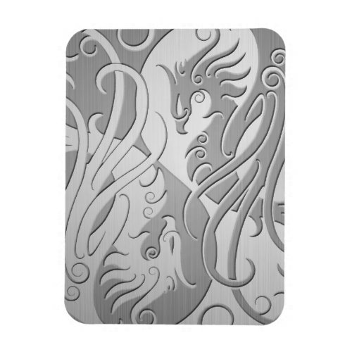 Stainless Steel Look Yin Yang Phoenix Magnet