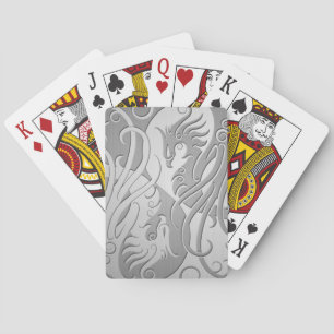 Stainless Steel Look Yin Yang Phoenix Poker Cards