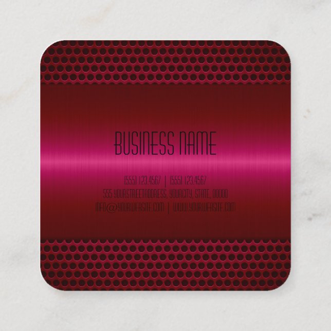 Stainless Steel Metal Look Square Business Card (Back)