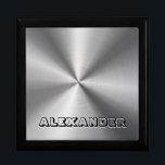 Stainless Steel Metal Pattern-Custom Text Gift Box<br><div class="desc">Shiny stainless steel metal pattern with customizable and optional text. Available on other products and can be requested for any of the products offered at Zazzle.</div>