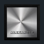 Stainless Steel Metal Pattern-Custom Text Gift Box<br><div class="desc">Shiny stainless steel metal pattern with customizable and optional text. Available on other products and can be requested for any of the products offered at Zazzle.</div>
