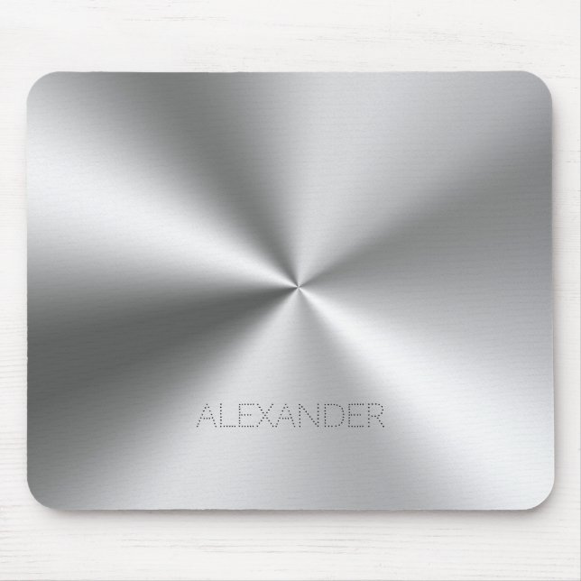 Stainless-Steel Metallic Texture Custom Monogram Mouse Pad (Front)